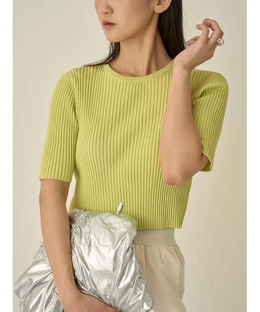 【美品】Ellie エリー　ハーフスリーブカラーニット イエロー ADAM ET ROPÉ FEMME(アダム エ ロペ ファム) / 〈追加