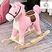 HOMCOM Children's Rocking Horse Baby Rocking Animal Horse with Animal Sounds Toy Handles for 36-72 Months Plush Pink 65 x 32.5 x 61 cm