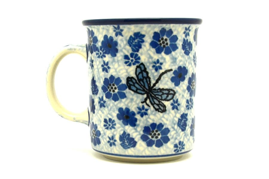 Polish Pottery Mug - Straight Sided - Hidden Dragonfly