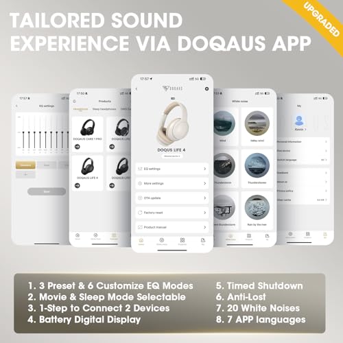 Image of DOQAUS Bluetooth Headphones Over Ear, Headphones Wireless, APP Control