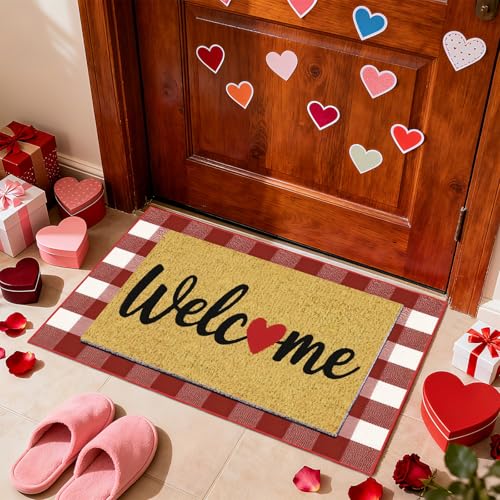 APUDWN 2 Pcs Valentines Day Welcome Doormat, Heart...