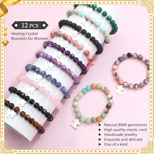 Tondiamo 12 Pcs Staff Appreciation Gifts Thank You Bracelets Cards Bulk Housekeeping Week Appreciation Gifts Natural Stone Bracelets Inspirational Card for Women Staff Teacher2