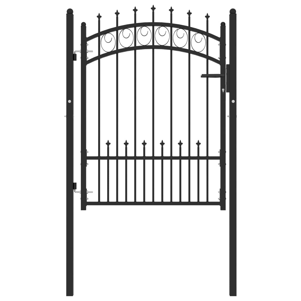 vidaXL Zauntor mit Spitzen Gartentor Stahl 100x125cm Schwarz