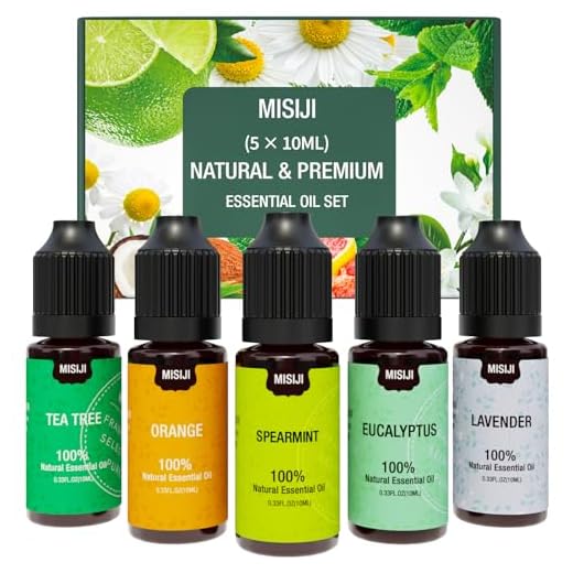 MISIJI Set di oli essenziali per diffusori，per la casa, lavanda, menta, tea tree, eucalipto, arancio, 5 X 10ML