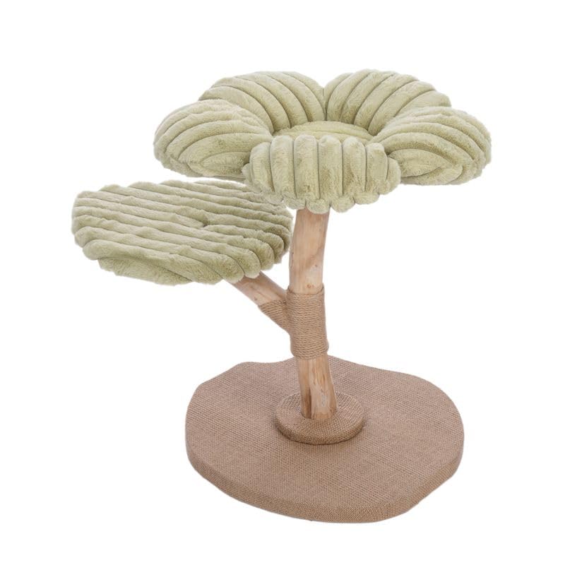 TIAKI Nature Kratzbaum Flora | Kompakter Kratzbaum für Katzen | gepolstertes Kuschelbett mit gewölbten Blütenblättern | mit Sisal umwickelter Holz-Stamm | Höhe: 63cm