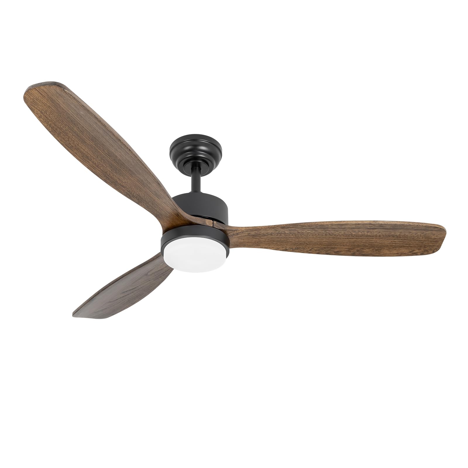 raccroc 52In Ceiling Fan,Wood Ceiling Fans with Lights and Remote?22W LED Light Modern Ceiling Fan with Lights,3 Amber Solid Wood Blades,6 Speeds,Reversible Quiet DC Motor(Matte Black)