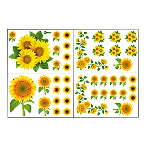 VALICLUD 4Pcs Girassol Decalques de Parede Removível À Prova D' Água Decoração Jardim Flor de Giras