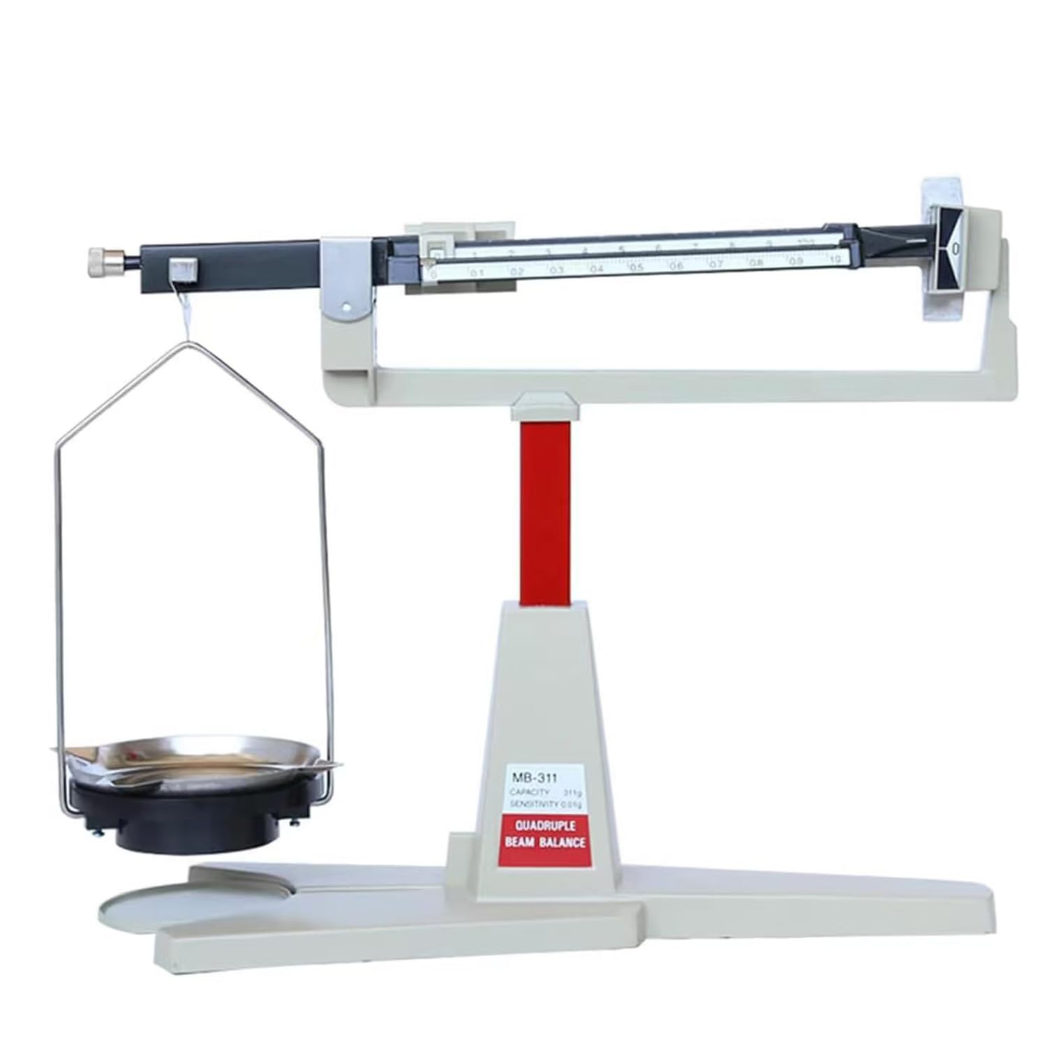 Balanza mecánica, balanza de Laboratorio con Brazo y 4 Reglas, Plataforma de 15 cm, Rango de 0,01 g a 311 g, no Requiere Pilas para Uso en aulas o Laboratorios.
