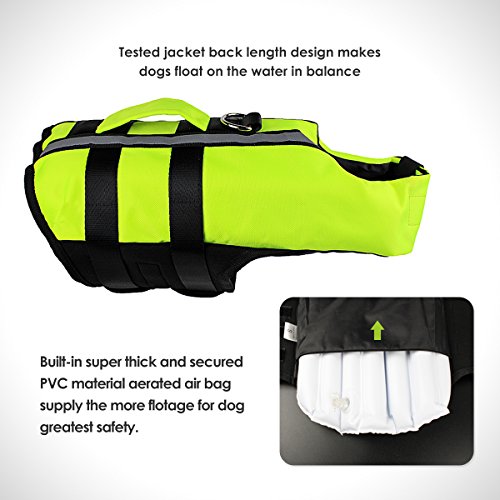 Kailian Dog Life Jacket Small Dog Life Vest Swimming Vest For Dog, Set Of 2 (Reflective Dog Safety Vest + Inflatable Airbag) #TOP1