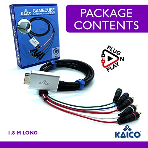 Image of Kaico Component Cable Adapter Lead for the Nintendo GameCube Running GCVideo Lite Software - Supports Full Video and Audio. A Simple Plug and Play Component Converter for Gamecube