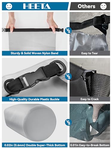 Image of HEETA Waterproof Dry Bag for Women Men, 5L /10L /20L /30L /40L Roll Top Lightweight Dry Storage Bag Backpack with Emergency Whistle for Travel, Kayaking, Boating, Camping, Beach, Cruise Ship Essentials