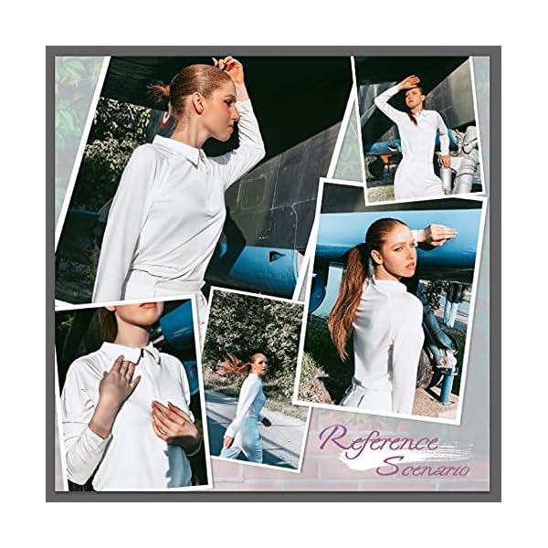 Soneven-Womens-Golf-Shirt-Moisture-Wicking-Long-Sleeve-Shirt-Half-Zip-Pullover-Athletic Women's White Golf Shirt Moisture Wicking Long Sleeve Shirt Half Zip Pullover Athletic(White,M