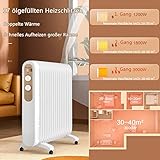 Ölradiator Energiesparend,Konvektor Heizung Elektrisch,Elektroheizung Mobile mit Thermostat,3000 Watt Heizgerät Radiator Elektrischer 17 Lamellen,Sicherheitsabschaltfunktion,für große Räume bis 40qm - 4