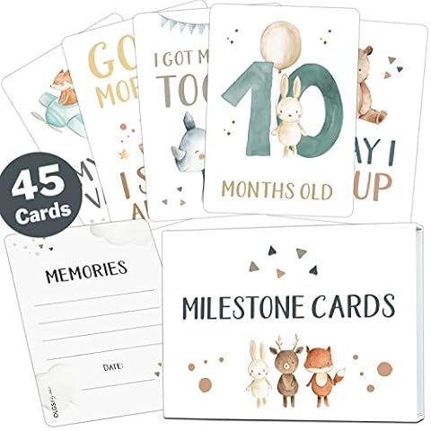 OLGS Juego de 45 tarjetas milestone para bebés en caja de regalo Cover