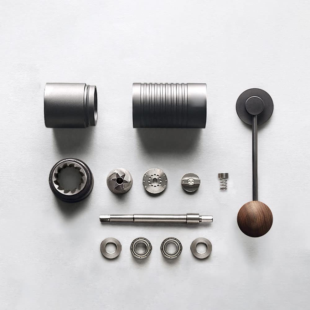 Molinillo de café Manual con Cabezal de Corte de Acero, Antideslizante, Molinillo de café portátil con Cepillo y Bolsa, Molinillo de café Viajes y al Aire Libre (Gris: Negro)