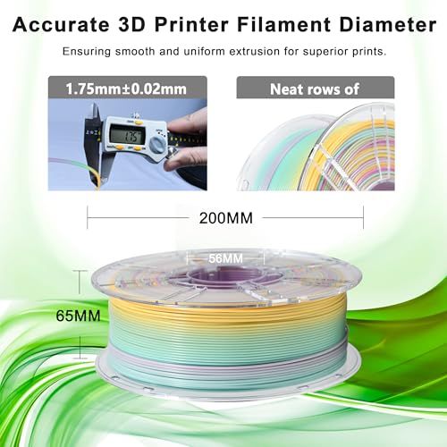 Image of iBOSS Rainbow PLA Plus 3D Printer Filament 1.75mm + /- 0.02mm, Multicolor Gradient Upgrade PLA+ Filament Strong Toughness No-Tangling 1KG 3D Filament Fit Most FDM 3D Printers,Morandi Rainbow 01