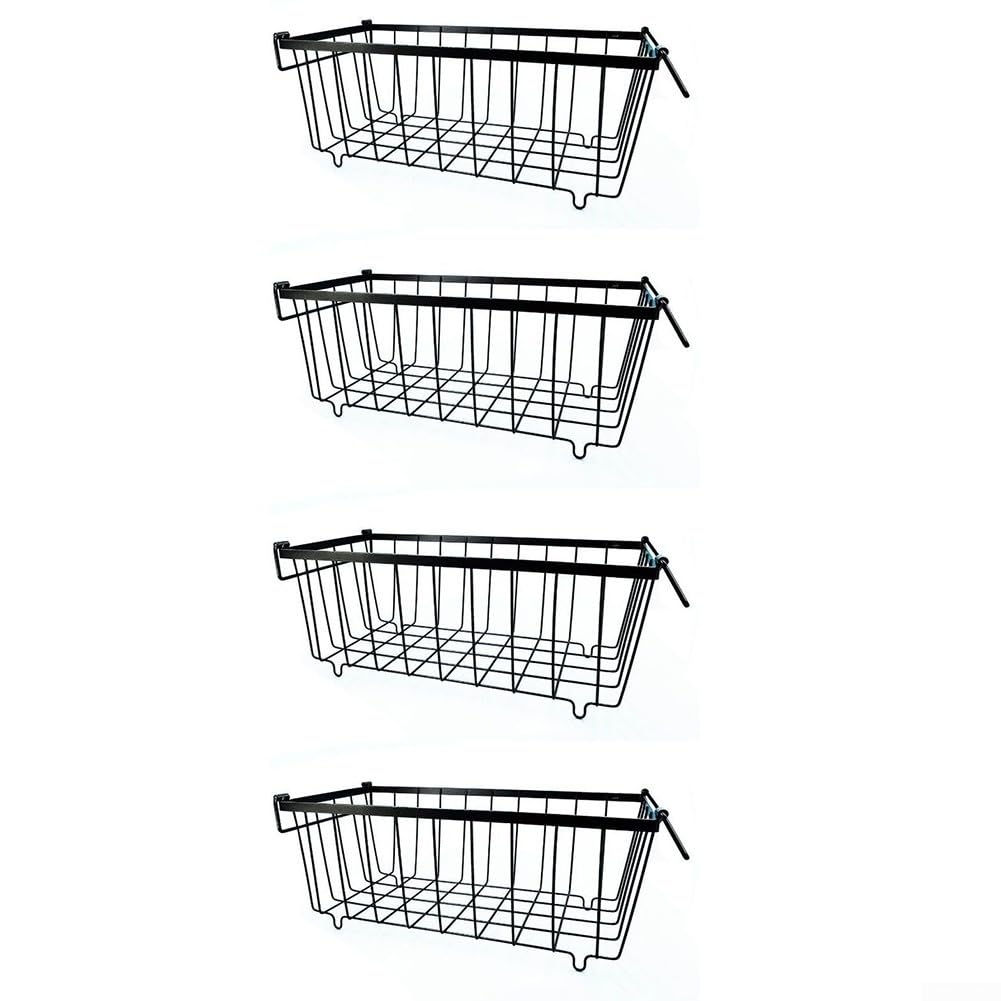 Bac de rangement en fil métallique noir empilable par 3 pour cuisine et congélateur
