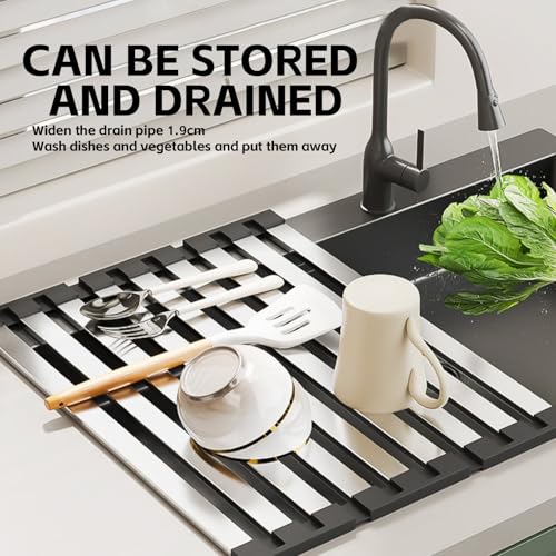 Égouttoir à vaisselle inox amovible noir 45 cm pour évier cuisine modulable - 6