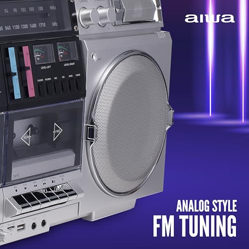 image for aiwa Retro Boombox CD Player with Cassette Recording, Bluetooth 5.0, F
