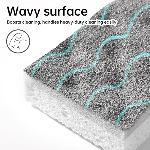 Image of JOYMOOP Textured Clean Sponges, Dual-Sided Non-Scratch Soft Scrub Dish Sponge, Safe for Non-Stick Cookware, Kitchen and Household Cleaning, 36 Pack [Grey & White]