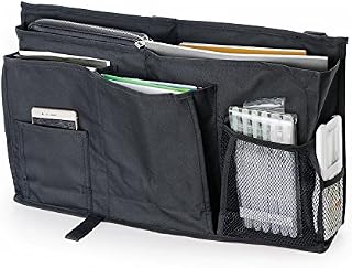 YOUSHARES Caddy Hanging Organizer  Large Capacity 8 Pockets Bedside Storage Bag with Hook & Loop Strap for Placed on Headboard, Bed Rails, Dorms, Bunk Bed and Hospital Bed (Black)