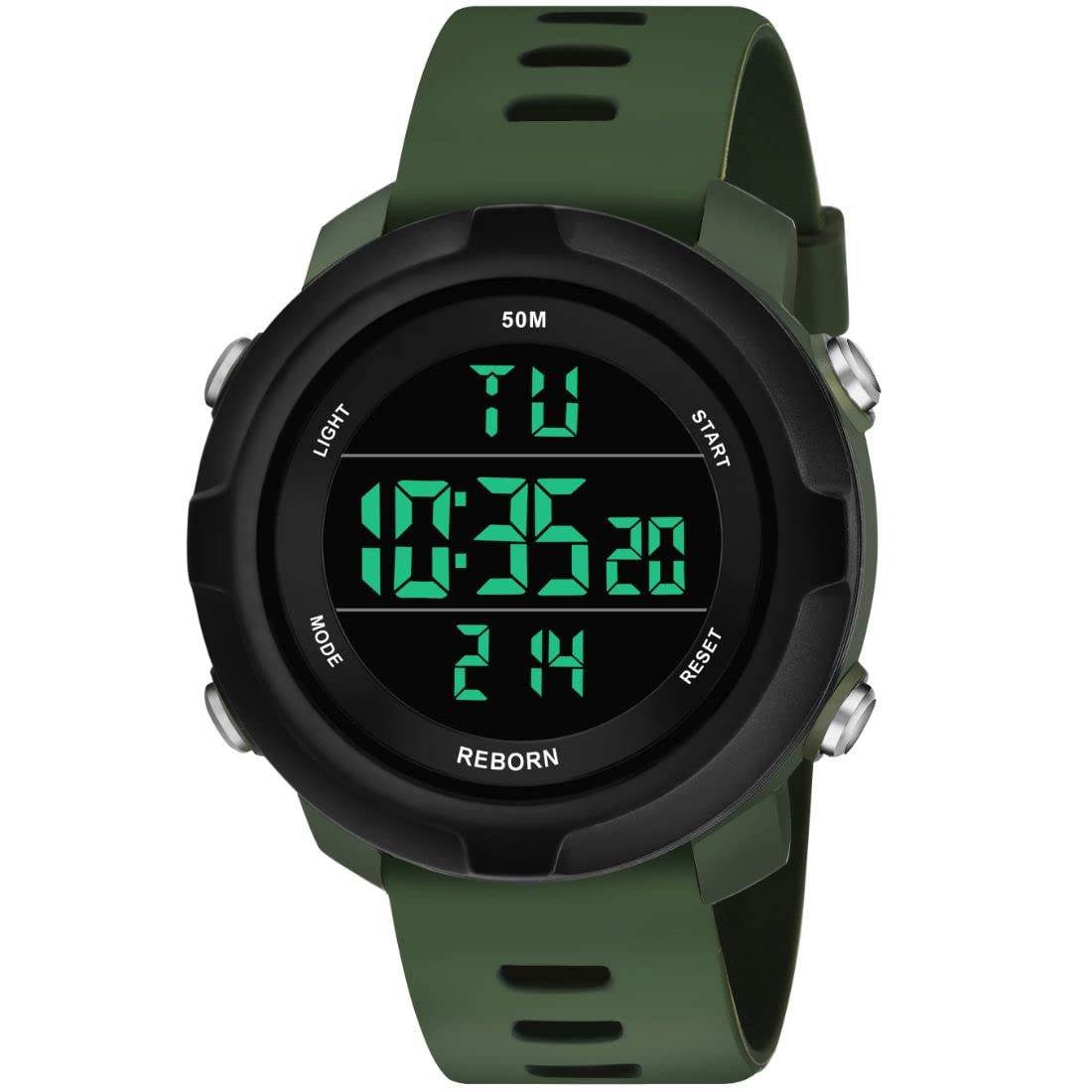 ZEKU PU Synthetic Leather LED Light Chronograph Luxury Digital Waterproof Watch for Men (9062, Green) (B0BN39ZXQL) Amazon Price History, Amazon Price Tracker