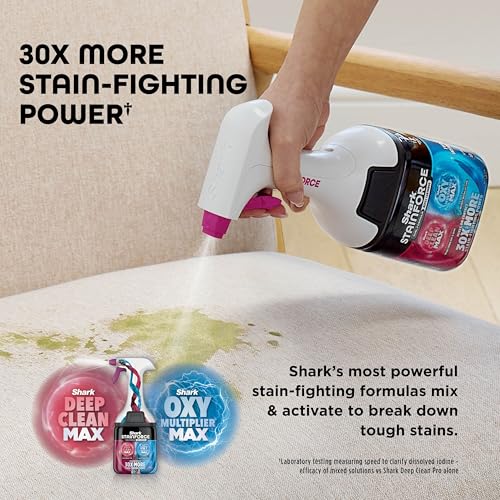 Shark StainForce Cordless Spot Cleaner Lightweight & Portable Spot, Stain, & Odour Eliminator for Carpets, Upholstery, with Storage Caddy, Accessories and 2x 500ml Cleaning Solution, HX100UKCP