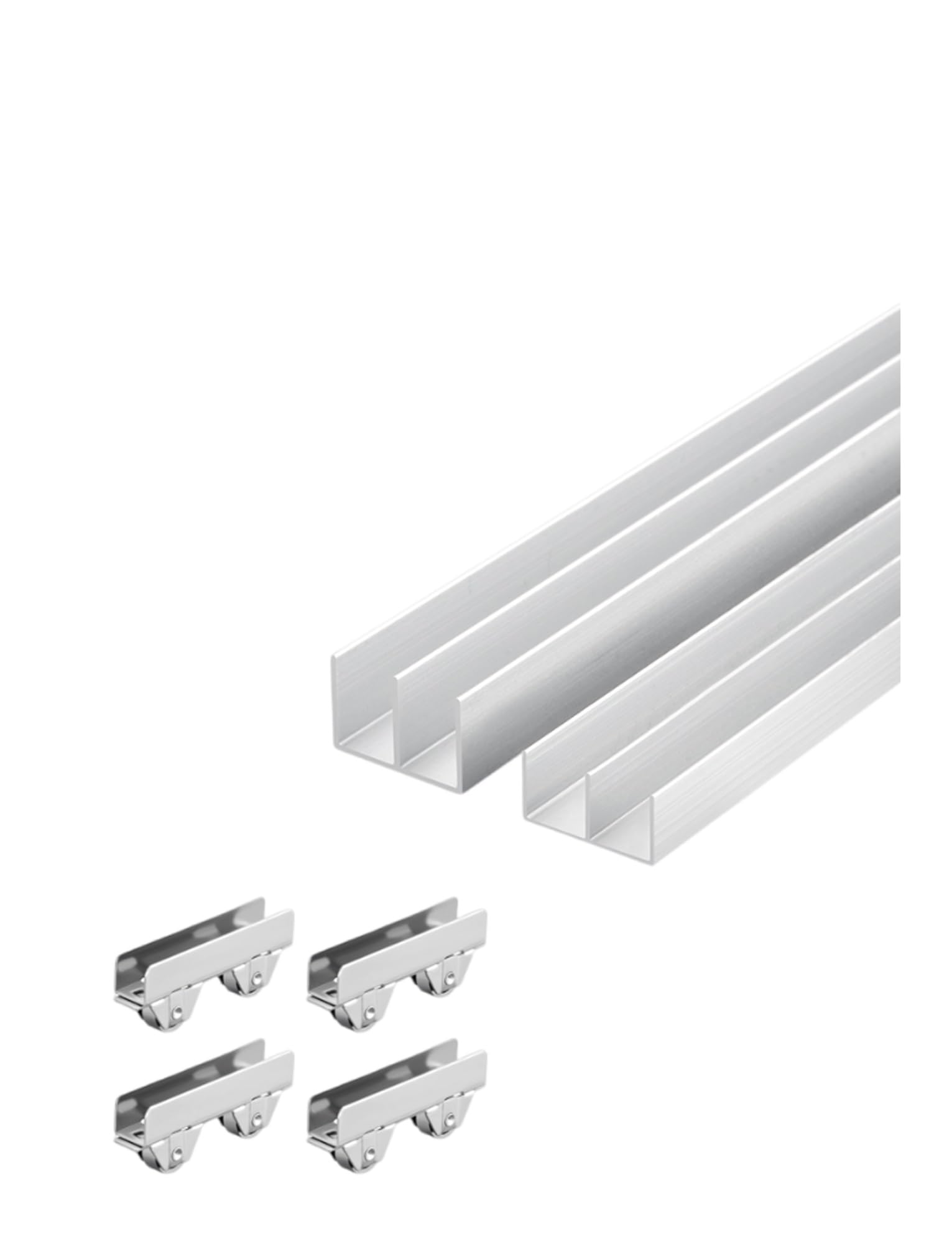 Kółka z rowkiem do drzwi przesuwnych, Aluminiowa prowadnica do szklanych drzwi przesuwnych, klasa mieszkalna, szara 80-120 cm(100cm/39in)