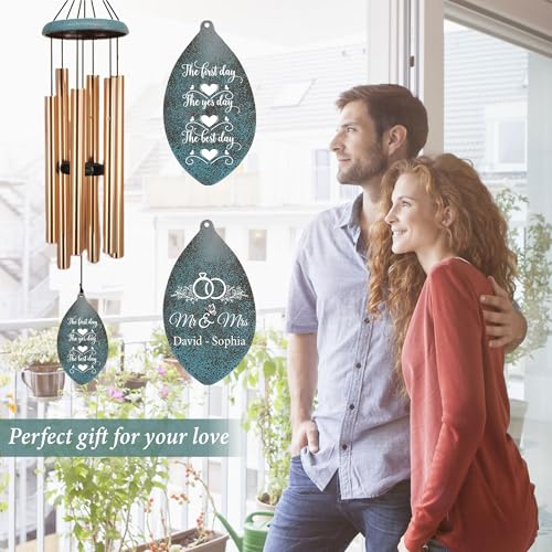 Image of ASTARIN Personalized 20th 50th Anniversary Wind Chime, Happy Anniversary Wedding Valentine's Day Gift for Wife Husband Men Women, Golden Keepsake Decorations for Parents Couples
