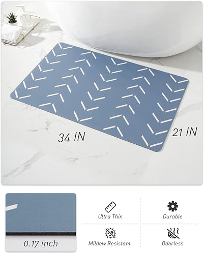Miniatura 2 de Tapete de baño súper absorbente, de secado rápido, antideslizante, con respaldo de goma, ultra delgado, para debajo de la puerta, ducha, 21 x 34,