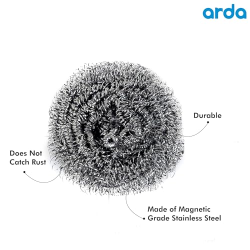 Image of Arda Steel Scrubber Combo Set consists of stainless steel wool wire scrubbers: hard on dried stains but soft on the hands(Pack of 12).