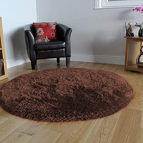 Image of Plush Shag Area Rug for Living Room, 244 cm x 305 cm, Brown (Brown, 5X5 FEET)