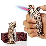 Torch Cool Lighters with Jet Flame, Box for Christmas, Butane Lighter Refillable Cigar Lighter, Windproof Candle Lighters for Smoking, Outdoor