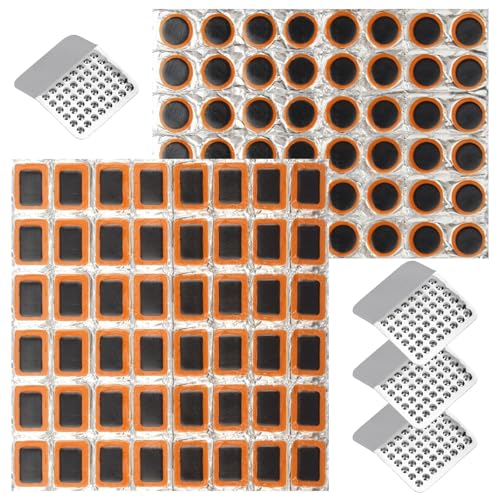 Jaydear 100PCS Bicycle Tube Patch Kit - 96PCS Inner Bike Tire Repair Patches and 4 Metal Tire Rubbing Files, Flat Tire Repair Kit for Lightweight Bike, Scooter, Motorcycle, CyclingTire Tube Patchs