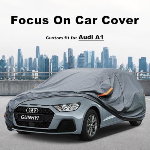 Image of GUNHYI Premium Car Cover Custom Fit Audi A1, 16 Layers Heavy Duty Car Cover Waterproof All Weather with Zipper Door for Sun Rain Snow Dust Uv Protection