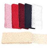 Stretch Lace Ribbon Trim, Elastic Floral Lace Ribbon, Sewing Lace Ribbon for Crafts Decorating (6 Ya
