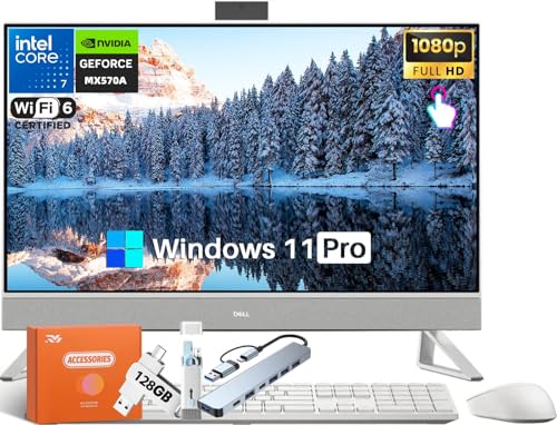 Dell 7730 27インチ FHD オールインワンデスクトップ、Office Pro生涯ライセンス、Intel Core 7-150U 10-Core (最大5.4GHz)、NVIDIA MX570A、タッチスクリーン、64GB RAM、4TB SSD