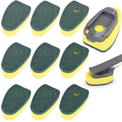 Sponge Dishwand Brush Refills for Scotch-Brite Dishwand - 10 Pack Dish Soap Non-Scratch Brush Refills for Nonstick Pots and Pans Glass & TubsGreen