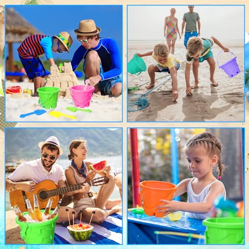 Junkin 36 Pcs 7.5 Inch Sand Castle Beach Bucket and Beach Shovels Toy Set Sand Castle Mould Sand Buckets Pails Beach Water Pool Gardening Bath Toy, 18 Bucket and 18 Shovels - image 5