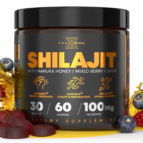Image of Peak Revival Shilajit Gummies with Manuka Honey - Promotes Optimal Recovery, Increases Energy & Endurance, Mixed Berry Flavor, 100mg per Serving, 60 Count (30 Servings)