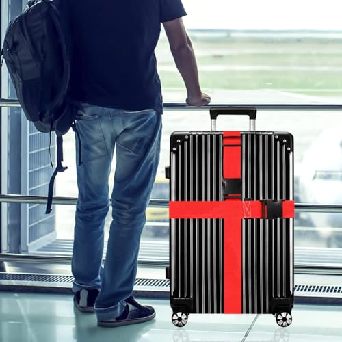 Image of Luggage Straps for Suitcases TSA Approved-2 Pack Bright Personalized Luggage Belt Strap for Suitcase /Carry On Bag Luggage Accessories for Travel (Red)