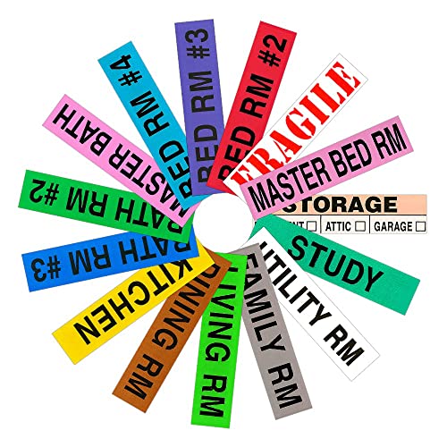 Tag-A-Room Color Coded Home Moving Box Labels, 800 Count 4 Bedroo...