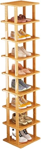 FIFOR Zapatero de bambú de 2 a 9 niveles  Almacenamiento vertical estrecho para zapatos  Organizador de zapatos alto y estrecho para entrada,
