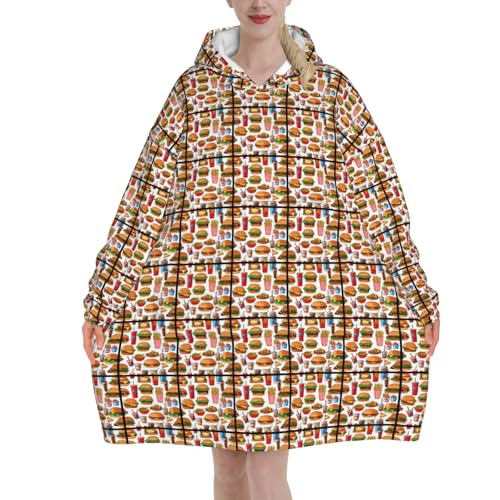 Cadeau d'hiver Noël sweat couverture confortable sweat à capuche motif Fast Food