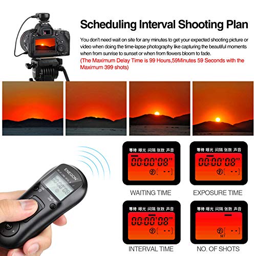 Enegon Wireless Remote Shutter Release Control Timer With Cord For Nikon D5600 D7000 D7100 D7200 D7500 D5100 D3100 D3300 D300 D610 D750 D850 D810 D700 D500 Z6 D3 D4 D5 D4S N90S And More Nikon Cameras #TOP5