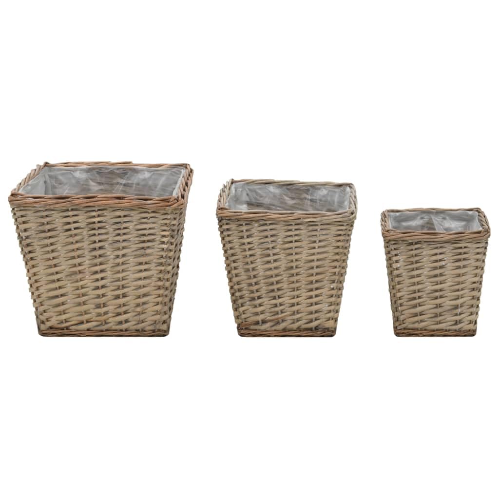 Générique Lits surélevés 3 pcs Osier avec Doublure en PE Maison & Jardin Pelouses & Jardins Jardinage Pots & Cache-Pots (Poids 2.4KG)