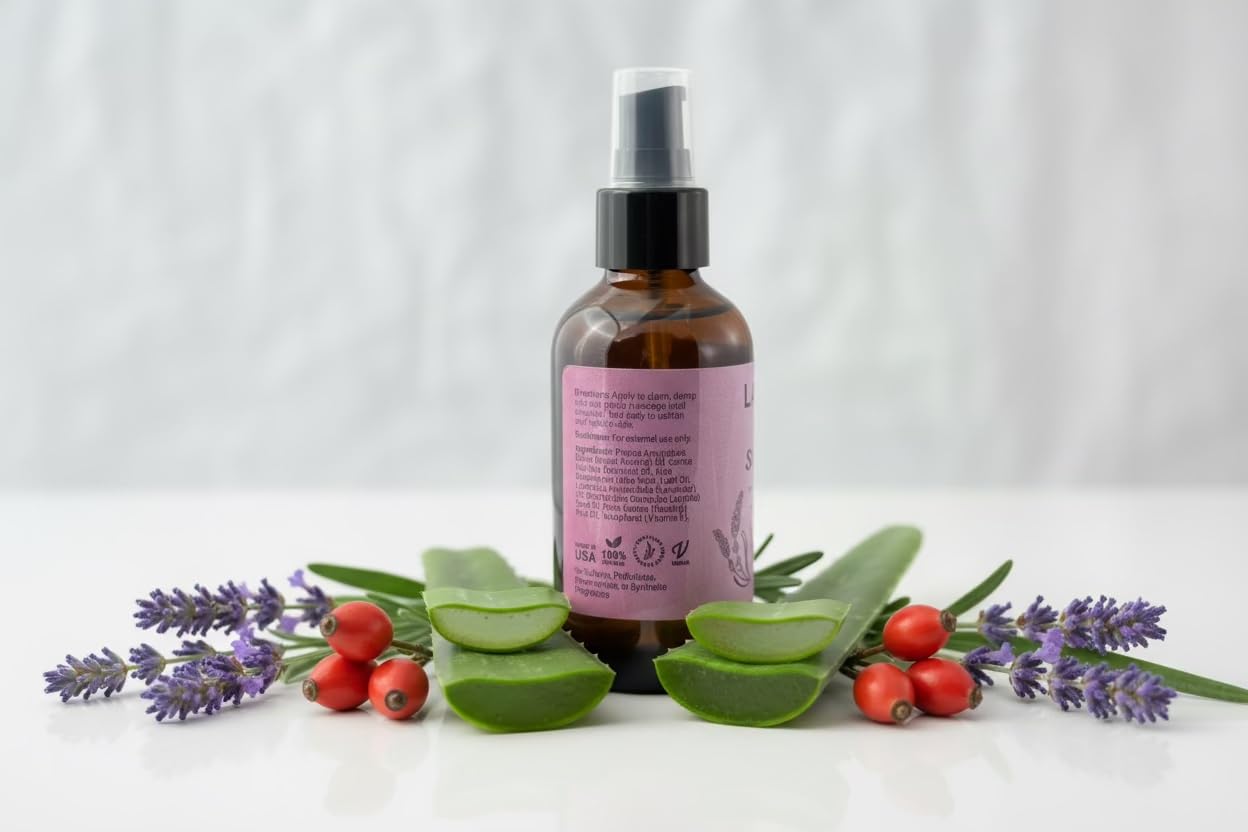 Amazon.com: Aceite corporal de lavanda natural, cuidado de la piel con vitamina E y aceite de rosa mosqueta para estrías, cicatrices, imprescindibles para el embarazo. Crema y aceites para mujeres, piel seca,