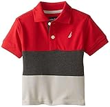 Nautica Baby-Boys Infant Short Sleeve Colorblock Pique Polo, Red Rouge, 18 Months