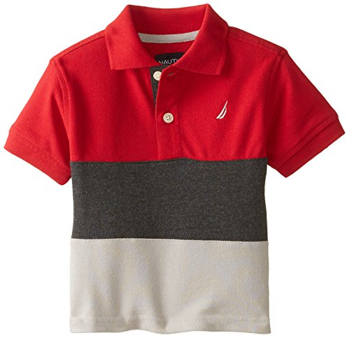 Nautica Baby-Boys Infant Short Sleeve Colorblock Pique Polo, Red Rouge, 18 Months