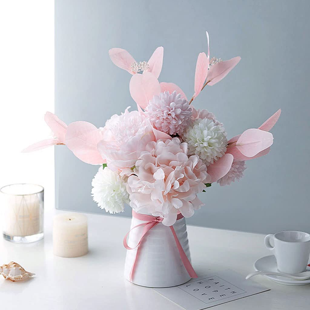 Künstliche Blumen Nordic Künstliche Seide Blumen Braut Hochzeit Rosa Bouquet Vase Set Home Party Zimmer Tischdekoration Pflanze Gefälschte Blume Künstliche Blumen wie Echt